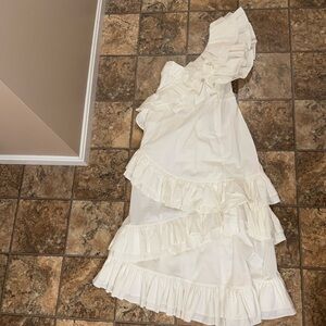 Anthropologie CeliaB One Shoulder Ruffle Midi Dress